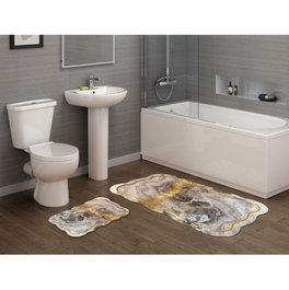 Mijölnir Juego de alfombras de baño Crema de 2 piezas